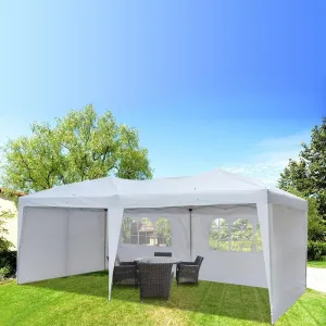 Practical Waterproof Folding Tent Portable Shade Canopy Tent with 2 Windows 3 Levels Adjustable Party Tent Instant Outdoor Beach Canopy Carrying Bag for Party Wedding Patio Events Birthday