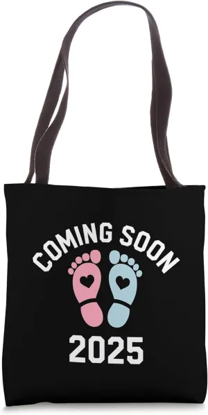 Pregnancy Announcement 2025 Baby Coming Soon Gender Reveal Tote Bag