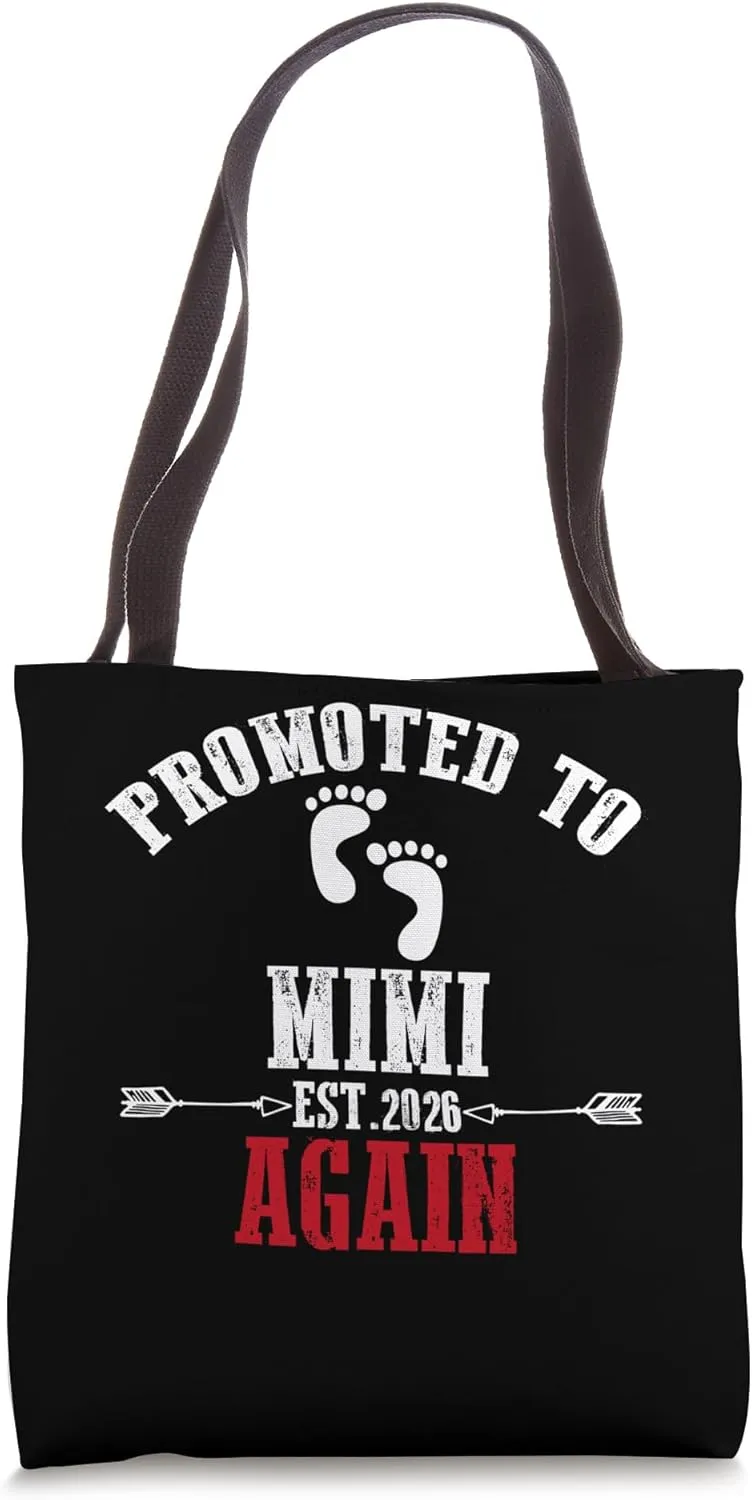 Promoted To MIMI Again 2026 Funny Baby Feet Pregnancy Tote Bag