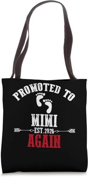 Promoted To MIMI Again 2026 Funny Baby Feet Pregnancy Tote Bag