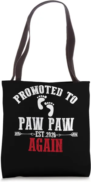 Promoted To PAW PAW Again 2026 Funny Baby Feet Pregnancy Tote Bag