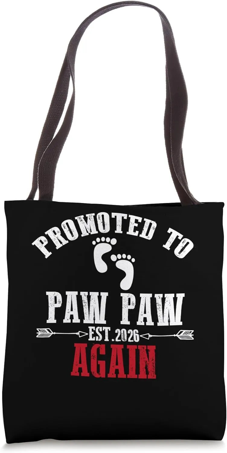 Promoted To PAW PAW Again 2026 Funny Baby Feet Pregnancy Tote Bag