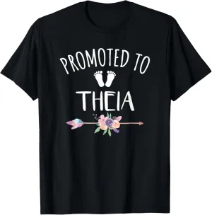 Promoted To Theia Greek Aunt Announcement Floral T-Shirt