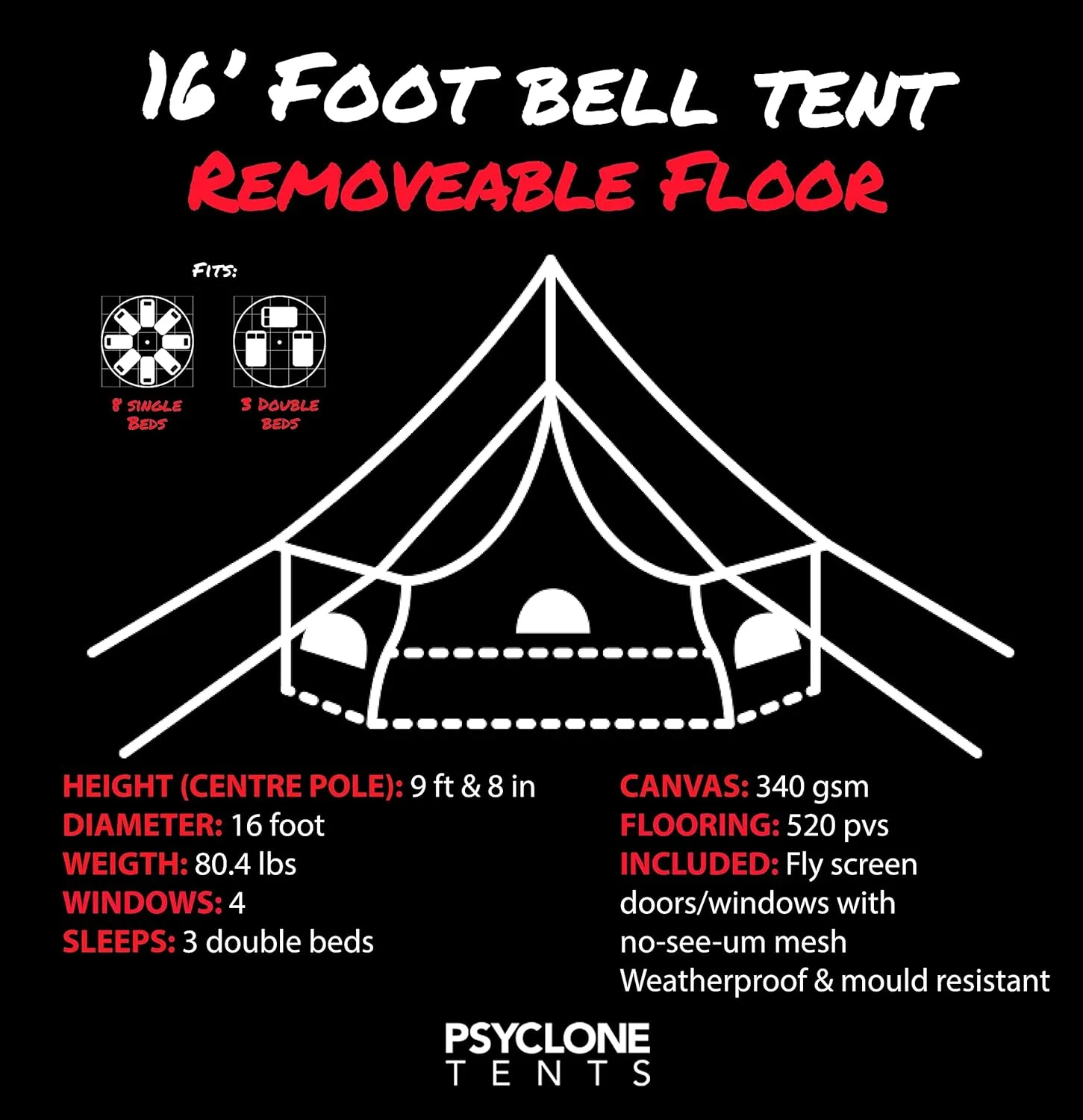 Psyclone Tents for Family Camping, Glamping, Hiking and Festival