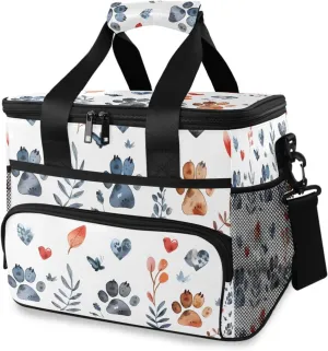 Puppy Paws Heart Plants Cooler Bag Insulated Cooler Soft Sided Cooler 24 Can Portable Picnic Bag Large Leakproof Lunch Bag Box for Beach Grocery Camping Travel Car Men Women