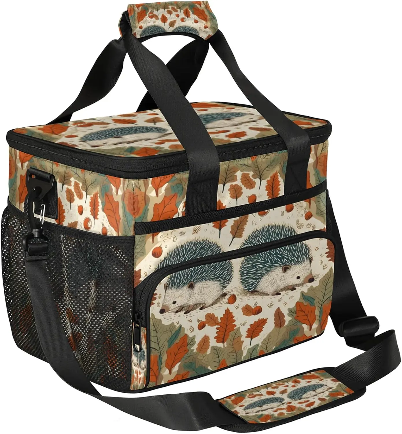 QsirBC Autumn Hedgehog Deciduous Hazelnut Insulated Lunch Bag Reusable Leakproof Cooler Bag Picnic Bag with Adjustable Shoulder Strap for Women Men Picnic Beach Travel