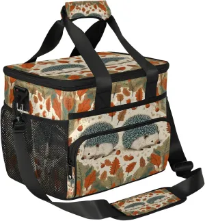 QsirBC Autumn Hedgehog Deciduous Hazelnut Insulated Lunch Bag Reusable Leakproof Cooler Bag Picnic Bag with Adjustable Shoulder Strap for Women Men Picnic Beach Travel