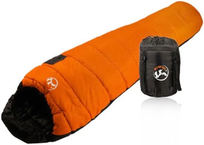 Qtqgoitem Hiking Camping Foldable Zip Up Mummy Shaped Sleeping Bag Orange (Model: fa5 c2c c75 74d 39f)