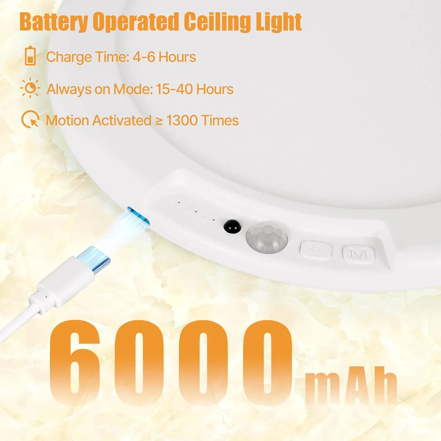 Rechargeable Ceiling Light, No Wiring Battery Operated Ceiling Lights with Remote, Motion Sensor Dimmable Timing Motion Activated Overhead Shower Light for Bathroom Pantry Hallway Porch