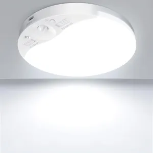 Rechargeable Motion Sensor Ceiling Light with Remote, 3000K/4000K/6500K, Magnetic Wireless Ceiling Light Battery Powered, Dimmable, Timer, Motion Activated, for Closet Shower Hallway Pantry, 1Pack