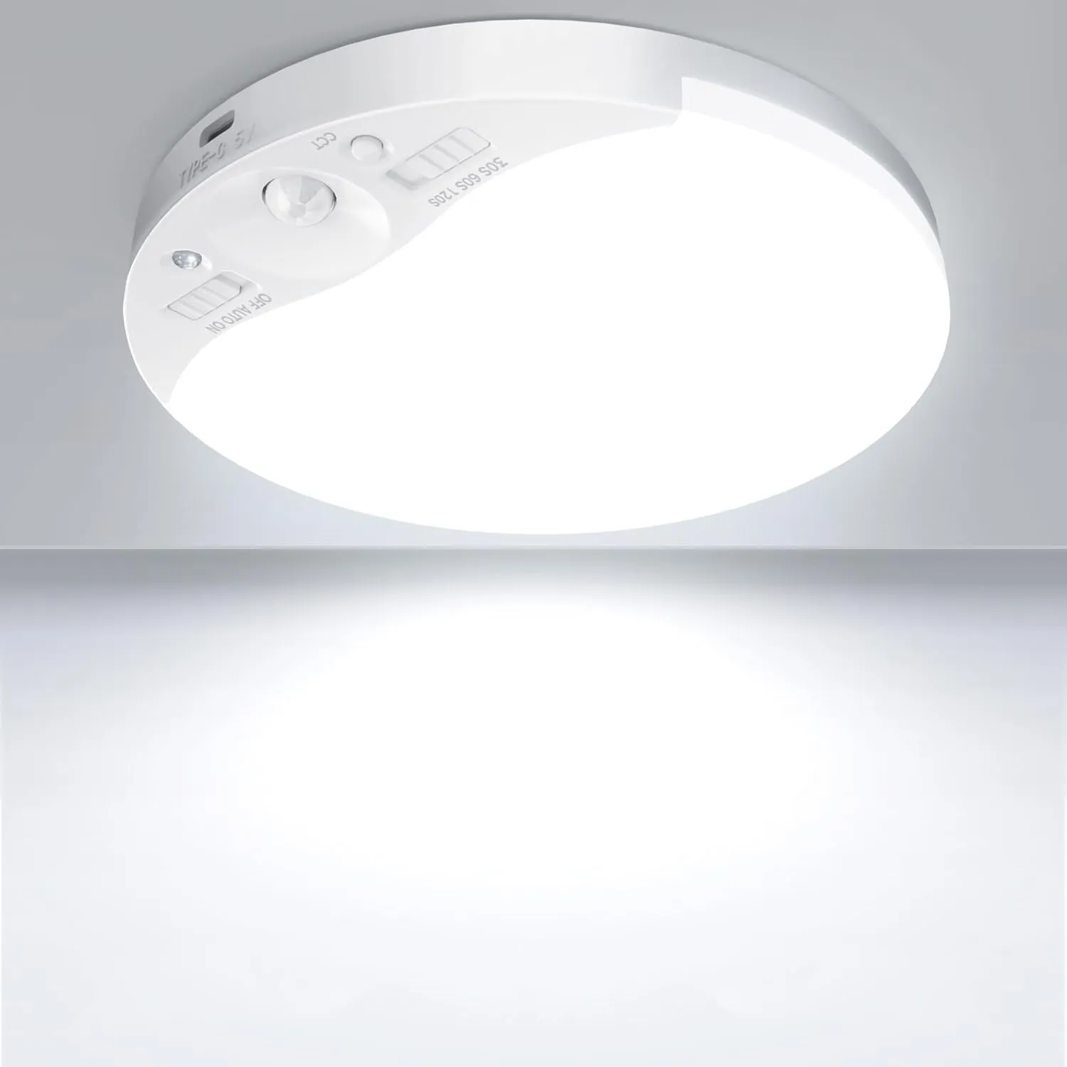 Rechargeable Motion Sensor Ceiling Light with Remote, 3000K/4000K/6500K, Magnetic Wireless Ceiling Light Battery Powered, Dimmable, Timer, Motion Activated, for Closet Shower Hallway Pantry, 1Pack