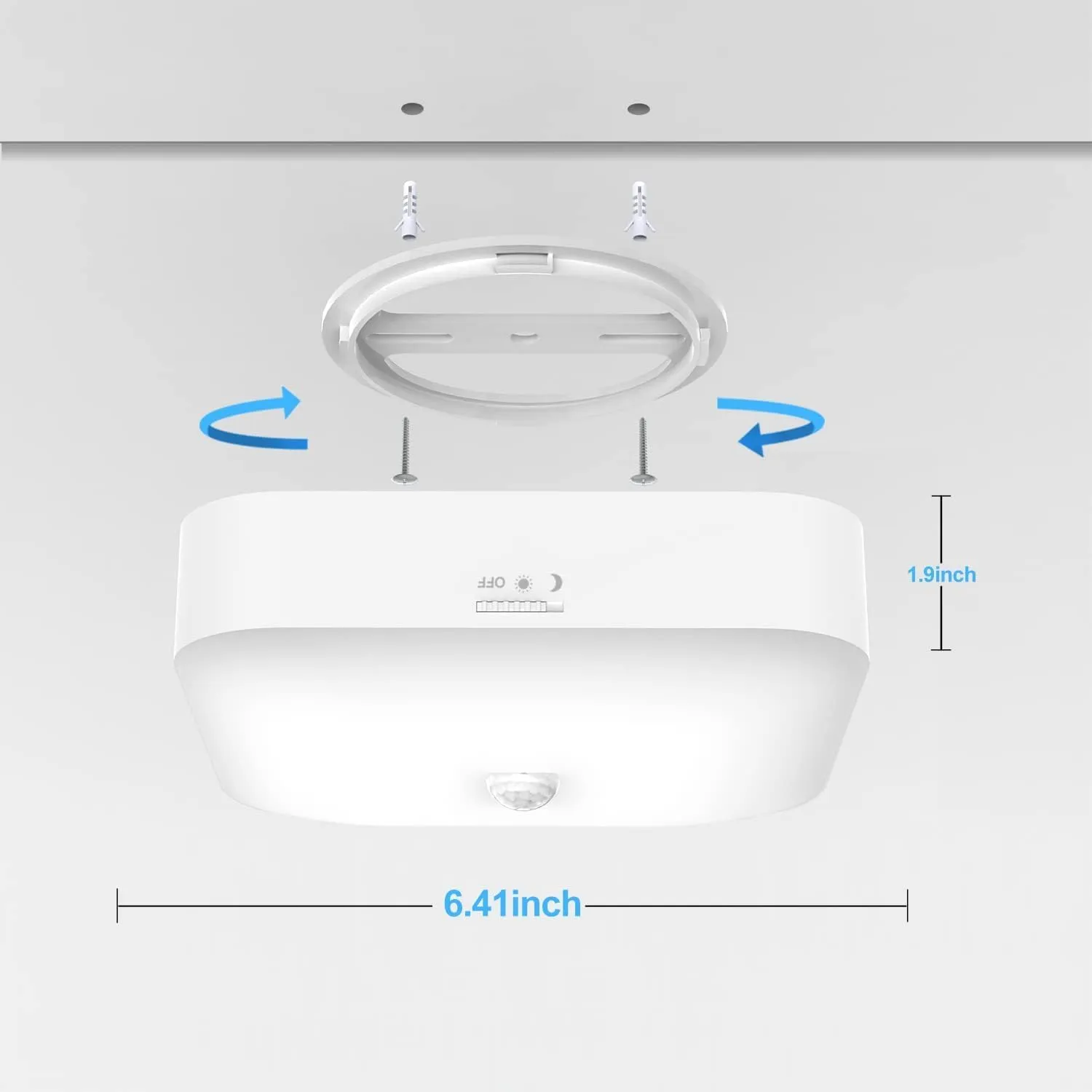 Rechargeable Motion Sensor Closet Light, Rechargeable Battery Operated Ceiling Light Wireless, 500LM Wireless Motion Activated Light for Shower Stairs Hallway Pantry Porch Garage, 5000K 2 Pack