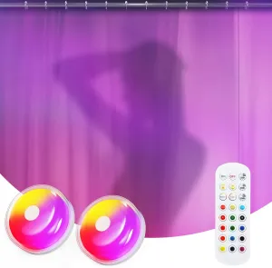 Rechargeable Shower Lights for Inside Shower - No Wiring Shower Light with Remote & Touch Control, 15 Color Changing Ambient Light for Shower Stick on, 2 Pack