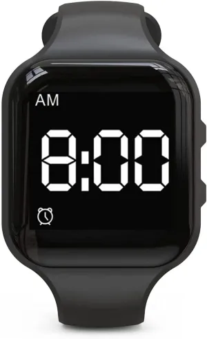 Rechargeable Vibrating Alarm Reminder Watch - Potty Training Watch with Countdown Timer (Black, Square)
