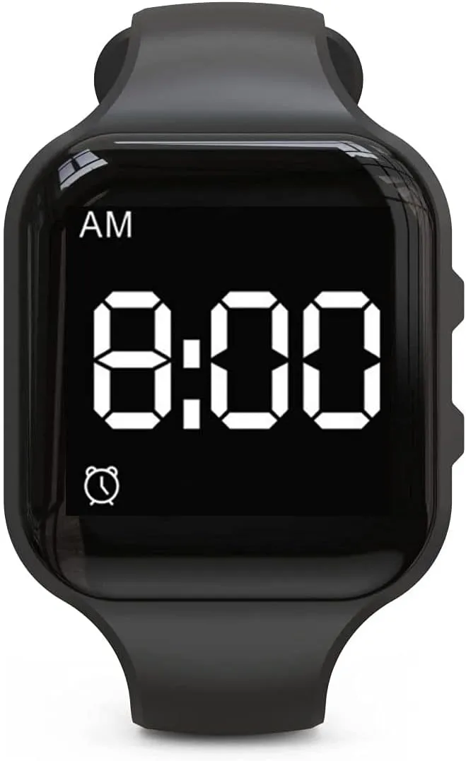 Rechargeable Vibrating Alarm Reminder Watch - Potty Training Watch with Countdown Timer (Black, Square)