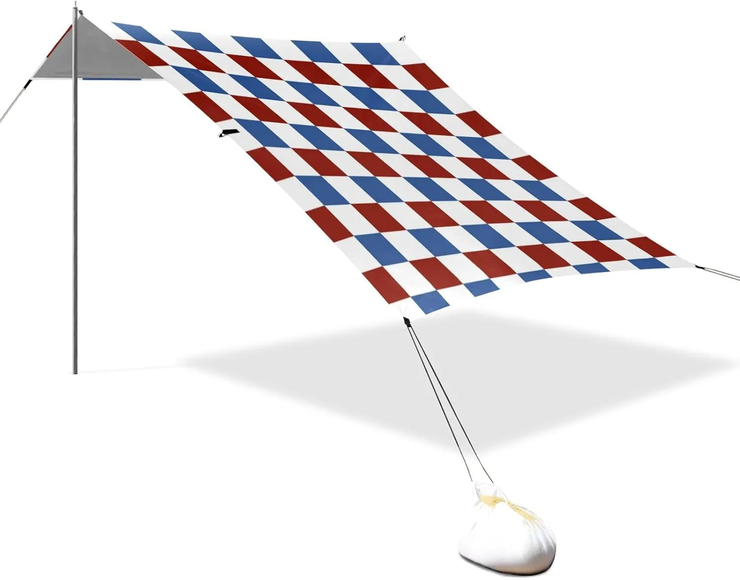 Red and Blue Plaid 4th of July Independence Day Designed UPF50  Stable Beach Tent Lightweight Sun Shelter with Sand Shovel, Sandbags for Camping, Fishing, Backyard Fun carpas para la Playa