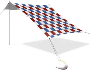 Red and Blue Plaid 4th of July Independence Day Designed UPF50  Stable Beach Tent Lightweight Sun Shelter with Sand Shovel, Sandbags for Camping, Fishing, Backyard Fun carpas para la Playa