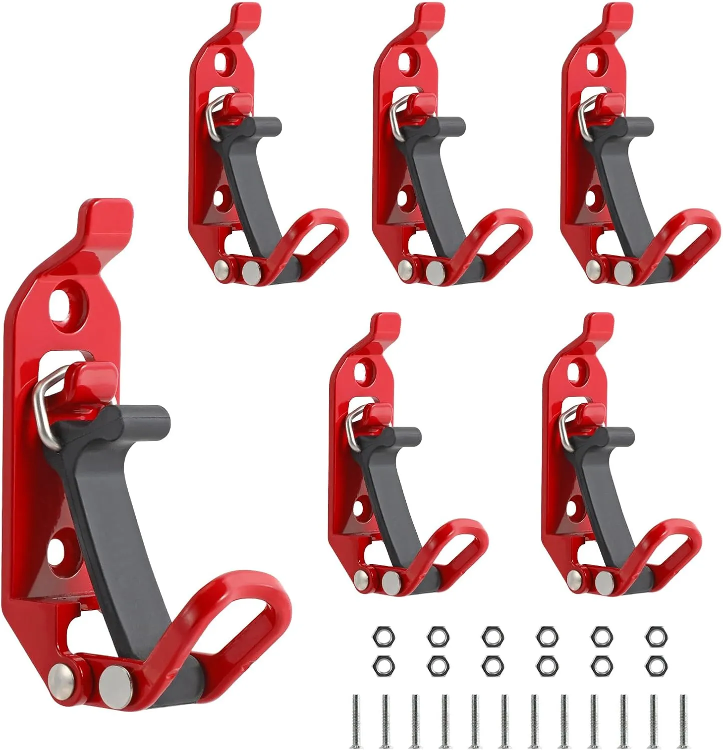 Red Shovel Mount for Roof Rack, Shovel Holder Wall Mount for Truck Off-Road Accessories, Heavy Duty Metal Rubber Shovel Rack, Boats, Truck, Axe Holder Organizer Clamp Mount Kit - 6 PCS