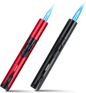 Refillable Torch Lighter 2 Pack Butane Torch Lighters for Candle Adjustable Jet Flame Pen Lighter 6-inch Butane Gas Lighter for BBQ Stove Grill Candle Camping (Gas Not Included)