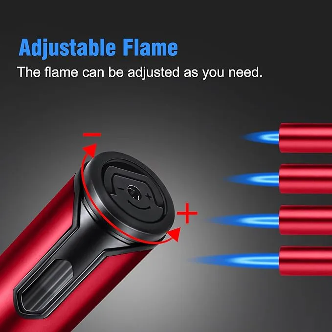 Refillable Torch Lighter 2 Pack Butane Torch Lighters for Candle Adjustable Jet Flame Pen Lighter 6-inch Butane Gas Lighter for BBQ Stove Grill Candle Camping (Gas Not Included)
