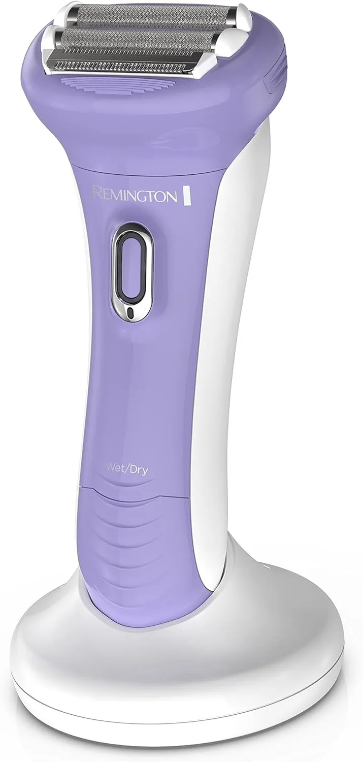 Remington Smooth & Silky Electric Shaver for Women, 4-Blade Smooth Glide Foil Shaver and Bikini Trimmer with Almond Oil Strip, Shave Wet or Dry