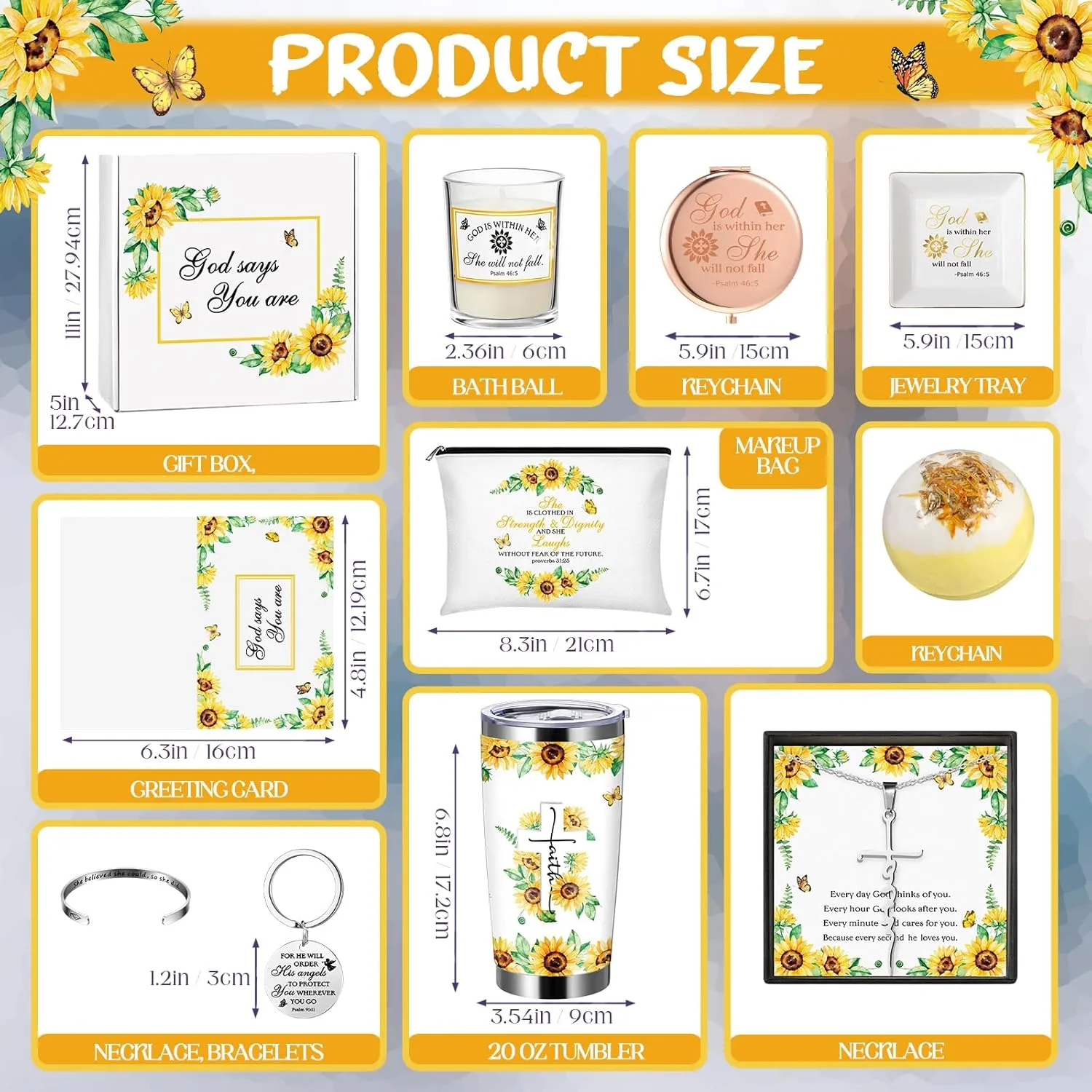 Remuuly Christian Gifts for Women Mother Faith,Inspirational Religious Catholic Gifts for Women Mom Friends Sister Wife Girlfriends(Sunflower)