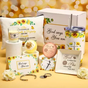 Remuuly Christian Gifts for Women Mother Faith,Inspirational Religious Catholic Gifts for Women Mom Friends Sister Wife Girlfriends(Sunflower)