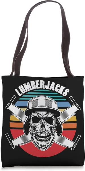 Retro Bearded Lumberjack Vintage Logger Woodworking Forest Tote Bag