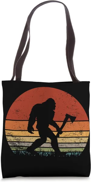 Retro Bigfoot Lover Throwing Axe Vintage Sasquatch Lumber Tote Bag
