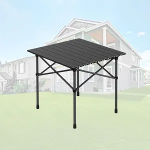 Roll-Up Camping Table, Compact Aluminum Folding Tables with Carry Bag, Perfect for Camping, Beach, Travel, and Outdoor Cooking Black 50×53×50cm/19.7×20.9×19.7in