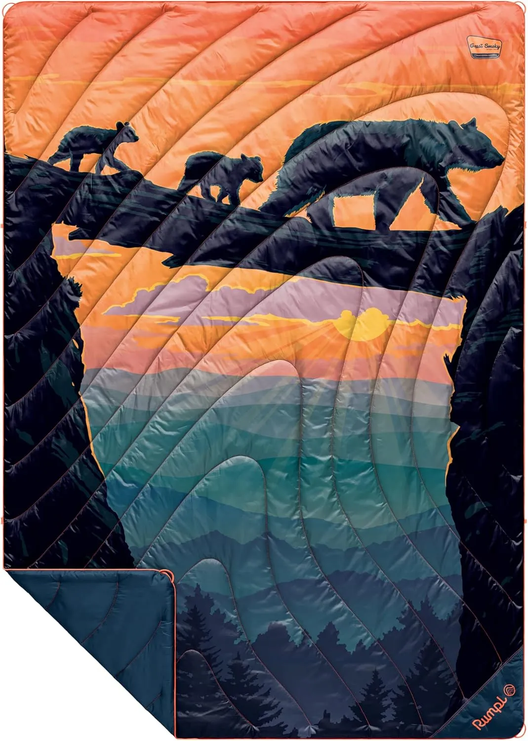 Rumpl Original Puffy Great Smoky Mountains - Bear Crossing National Park Blanket for Camping and Outdoors, V2, Great Smoky Mountains - Bear Crossing