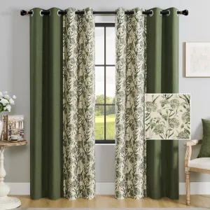 Sage Green Floral Curtains, 70s Farmhouse Country Drapes, Provide Privacy, Reduce Light, and Add A Vintage Cute Aesthetic. Thermal Insulated for Bedroom/Living Room. 52 X 84in, 2 Panels