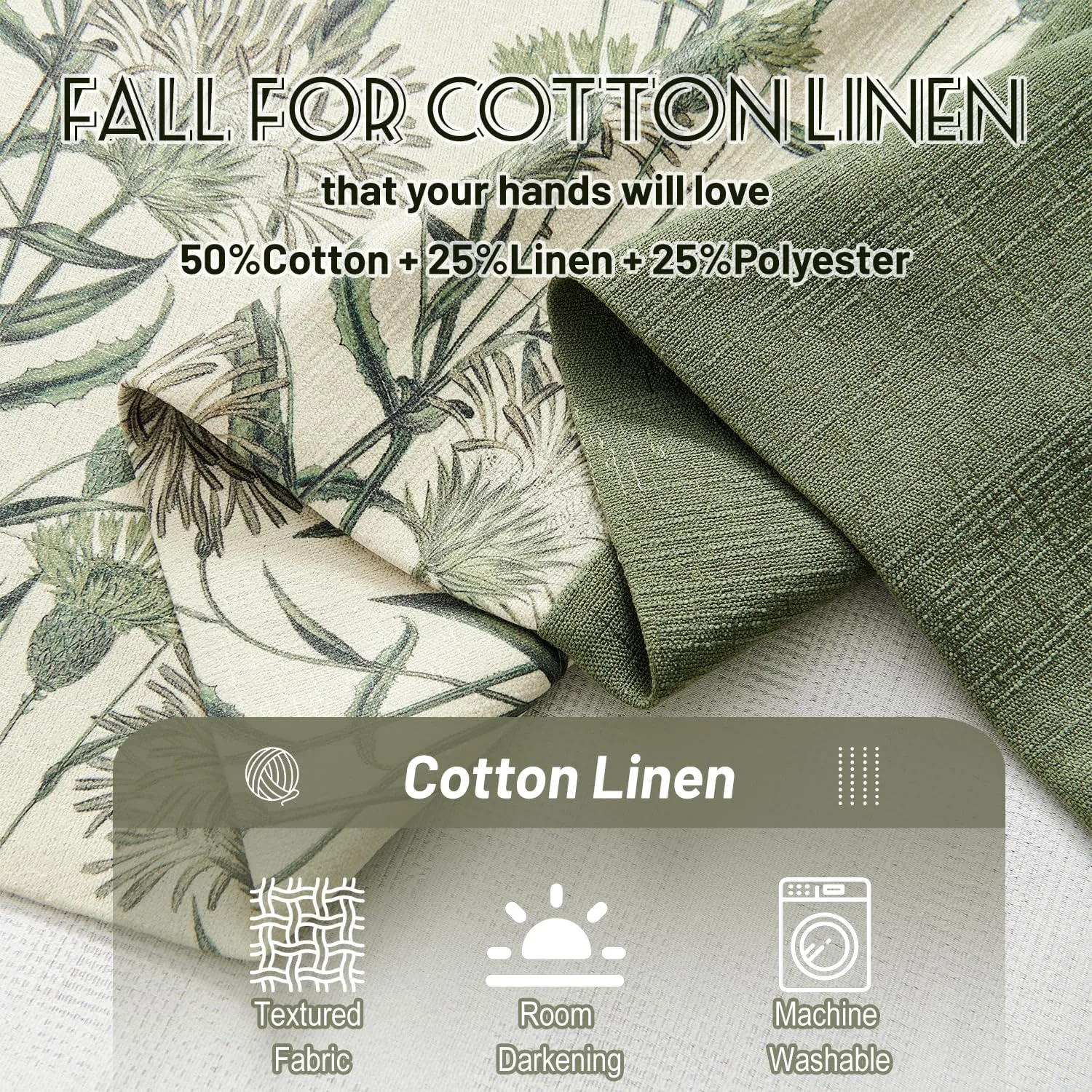 Sage Green Floral Curtains, 70s Farmhouse Country Drapes, Provide Privacy, Reduce Light, and Add A Vintage Cute Aesthetic. Thermal Insulated for Bedroom/Living Room. 52 X 84in, 2 Panels