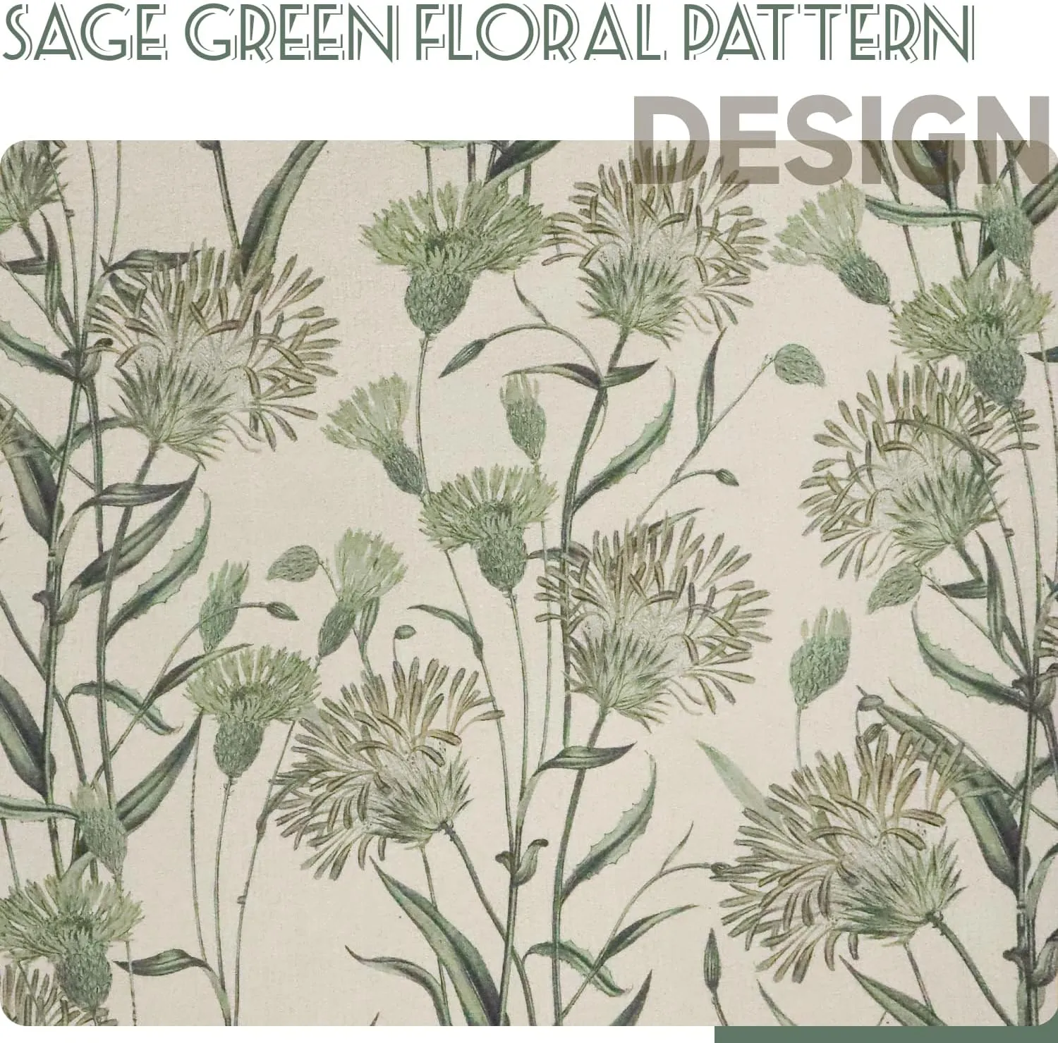 Sage Green Floral Curtains, 70s Farmhouse Country Drapes, Provide Privacy, Reduce Light, and Add A Vintage Cute Aesthetic. Thermal Insulated for Bedroom/Living Room. 52 X 84in, 2 Panels