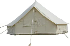 SAM&HAIBEI Canvas Bell Tent with Awning，4 Season Waterproof Large Glamping Tent （16.5ft for Family Camping, Outdoor Hunting, Party - Includes Triangle Sun Shade.
