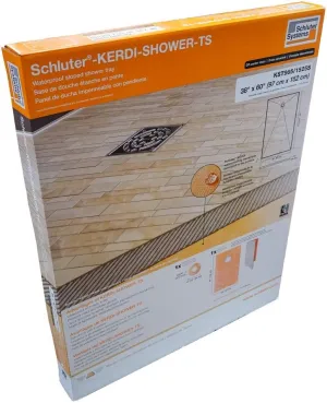 Schluter Kerdi Prefabricated Sloped Shower Tray - Waterproof, Ready to Tile - Lightweight Polystyrene, 38" Length, 60" Width, Off-Center Outlet Position - KST965/1525S