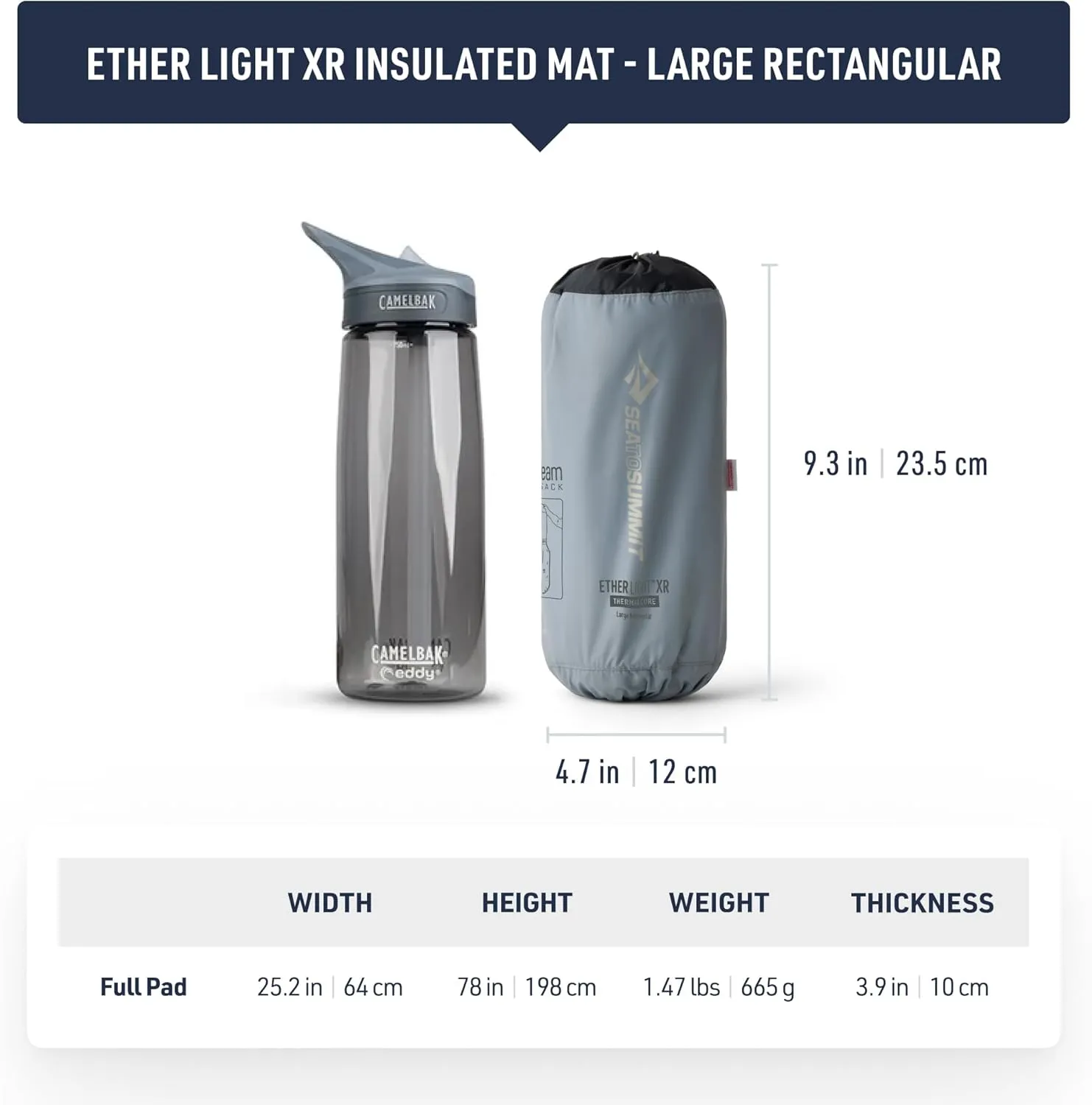 Sea to Summit Ether Light XR Insulated Sleeping Pad, Rectangular - Large (78 x 25 x 4 inches)