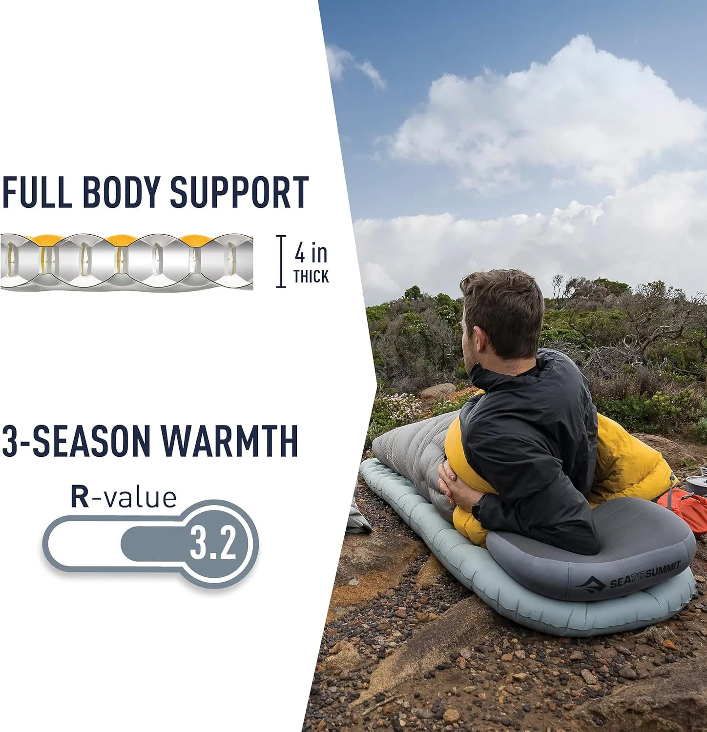 Sea to Summit Ether Light XT Extra-Thick Insulated Sleeping Pad, Rectangular - Regular (72 x 25 x 4 inches)