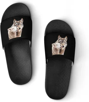 Sheep & Wolf Shower Shoes Slippers PVC Non-Slip Home for Bathroom Beach Indoor Outdoor