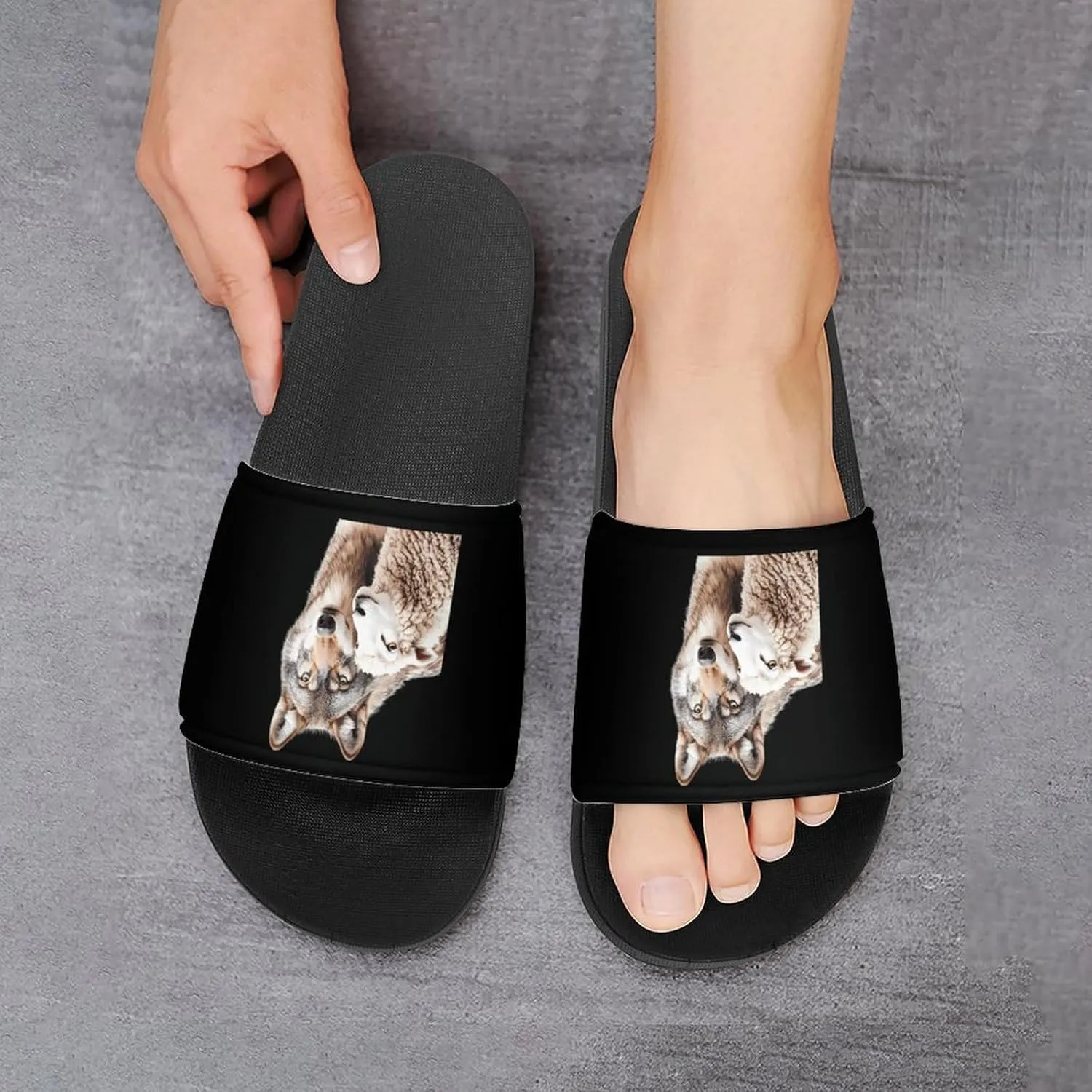 Sheep & Wolf Shower Shoes Slippers PVC Non-Slip Home for Bathroom Beach Indoor Outdoor