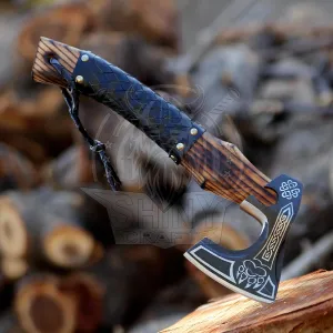 SHINY CRAFTS-Camping Axe Tomahawk Viking Bearded Axe Viking Axe Valentine's Day Gift Birthday Gift for him with Premium Leather Sheath (SCA-16)