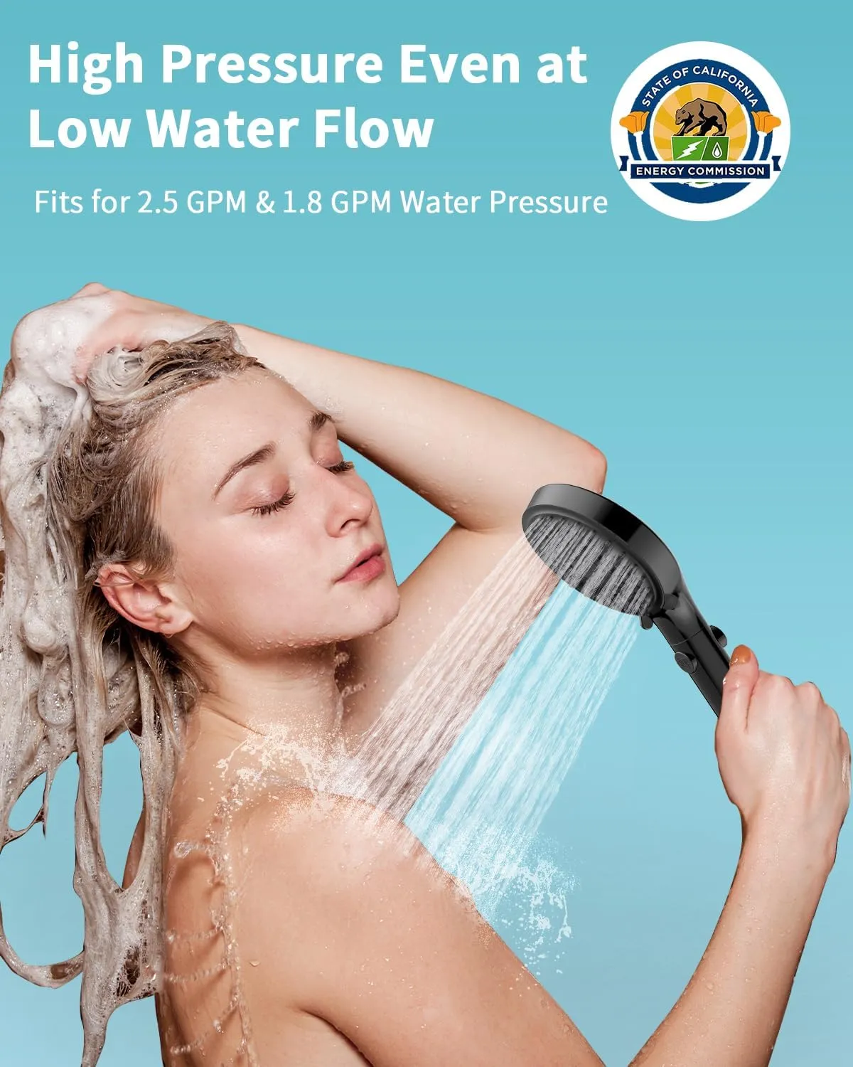 Shower Head with Handheld, High Pressure Handheld Shower Head with 80" Extra Long Stainless Steel Hose & Adjustable Bracket, Showerhead with ON/OFF Switch, Black