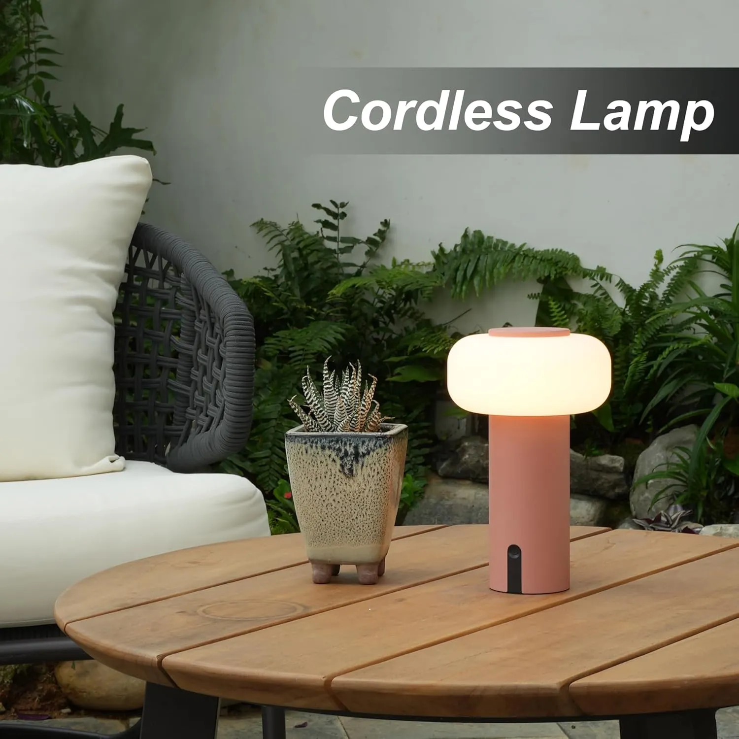 Shower Lamp Waterproof, Outdoor Cordless Table Lamp Rechargeable, Portable Battery Operated Lamp, Touch Dimmable Night Light for Bedroom/Patio/Dinning/Camping (Pink)