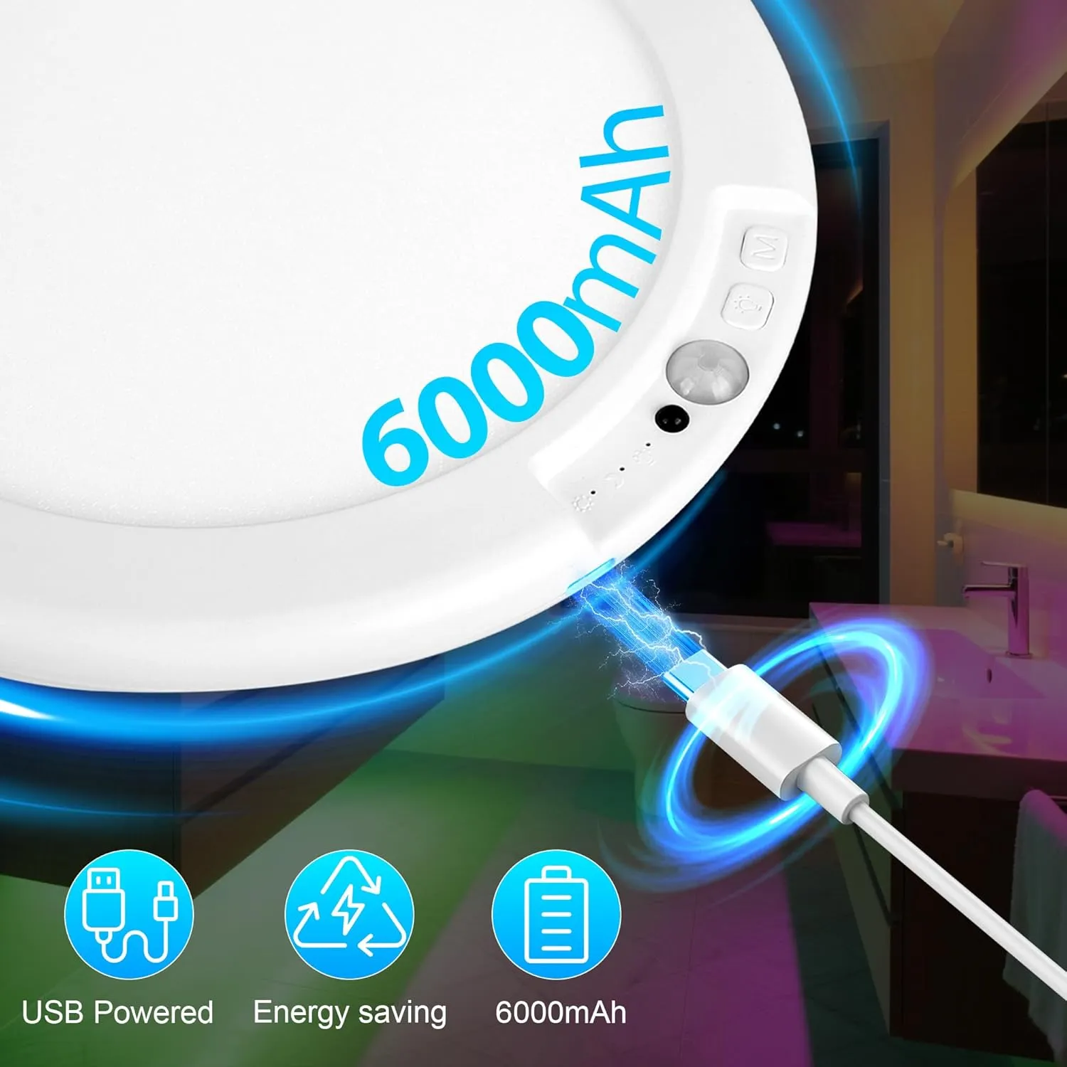Shower Lights for Inside Shower - 2 Packs Rechargeable Ceiling Light with Remote, Color Changing & White Timing Light, Motion Sensor Battery Powered Shower Lamp for Bathroom Closet Patio