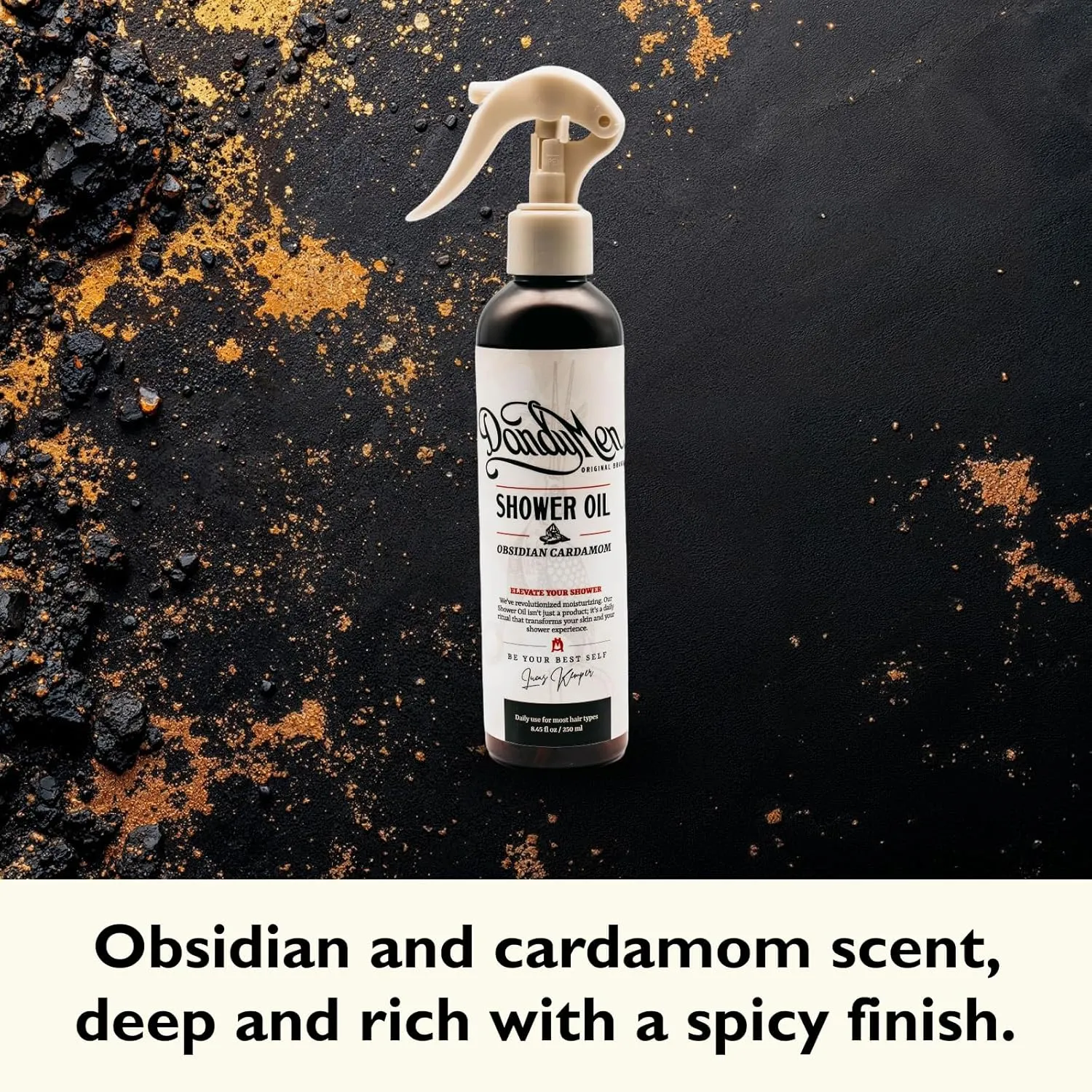 Shower Oil | Lightweight Hydration and Gentle Cleansing with Sunflower & Avocado Oils | 8 oz (8oz, Obsidian Cardamom)