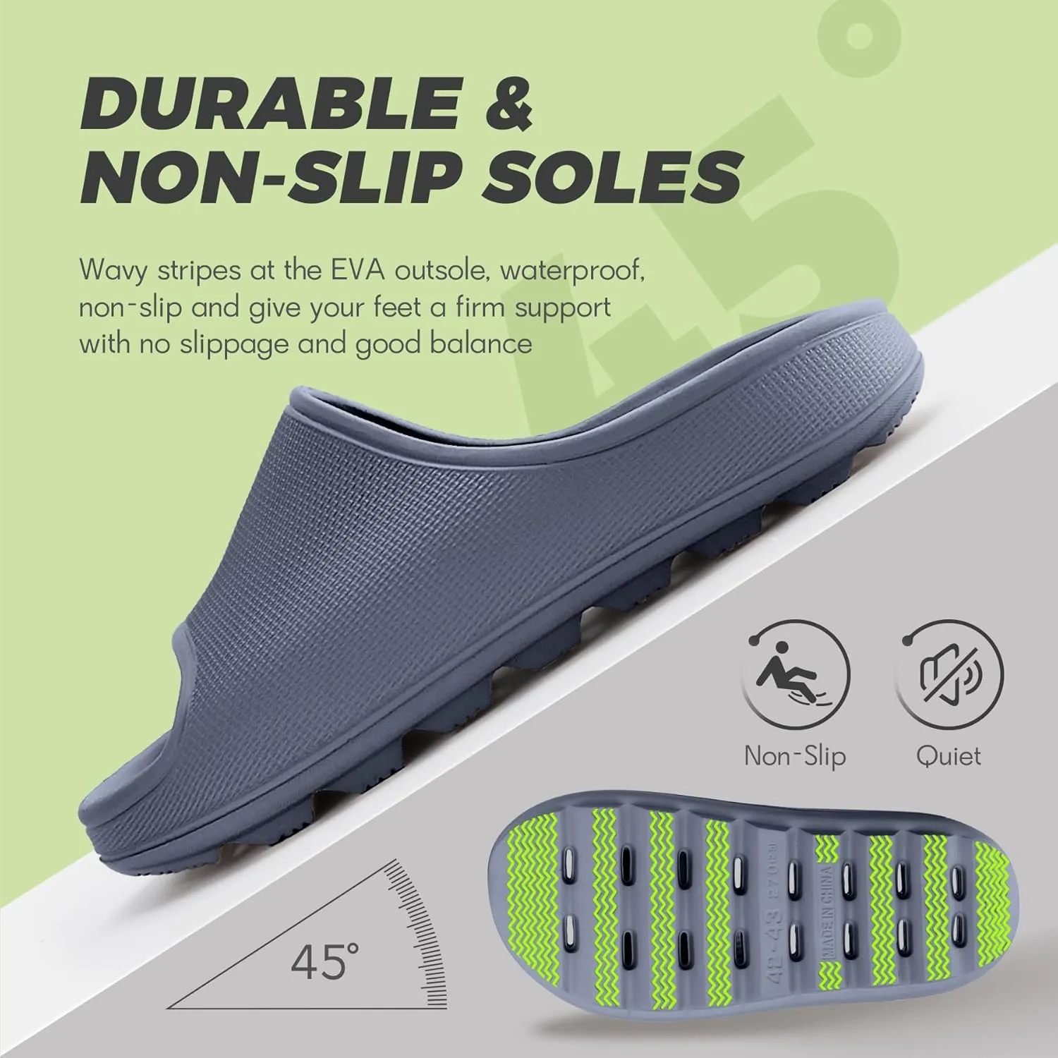 Shower Shoes for Women Men Quick Drying Lightweight Non-Slip Pool Slides Bath Slippers | Ultra Cushion | Thick Sole