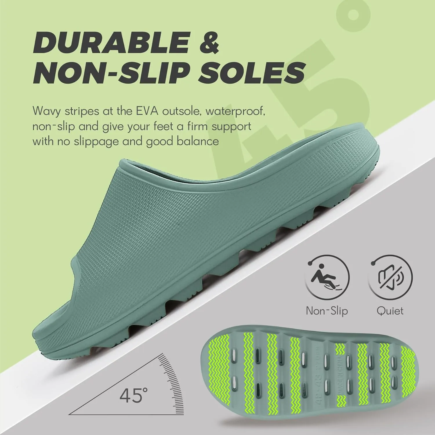 Shower Shoes for Women Men Quick Drying Lightweight Non-Slip Pool Slides Bath Slippers | Ultra Cushion | Thick Sole