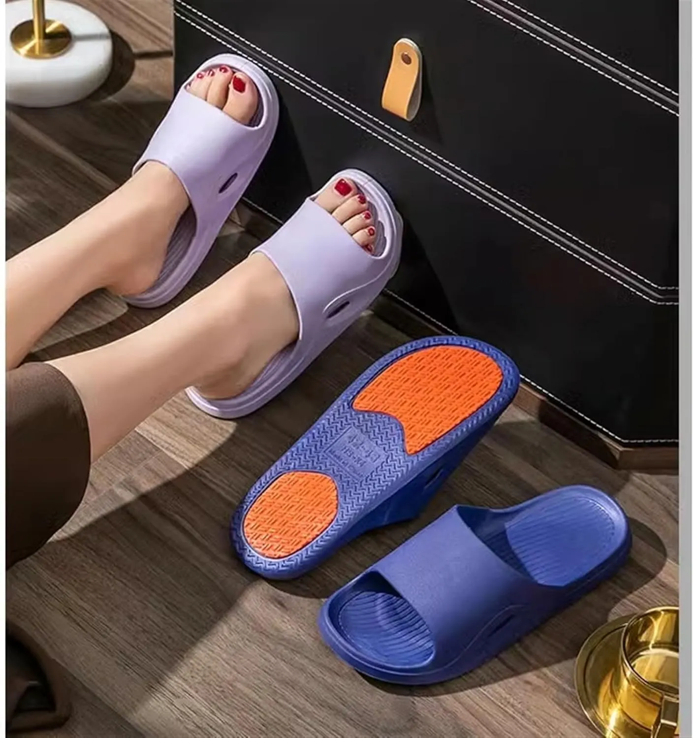 Shower Shoes Women Non-Slip Shower Slippers Home Bathroom Shower Shoes Comfortable Lightweight Home Slippers Shower Slippers(Blue,36-37)