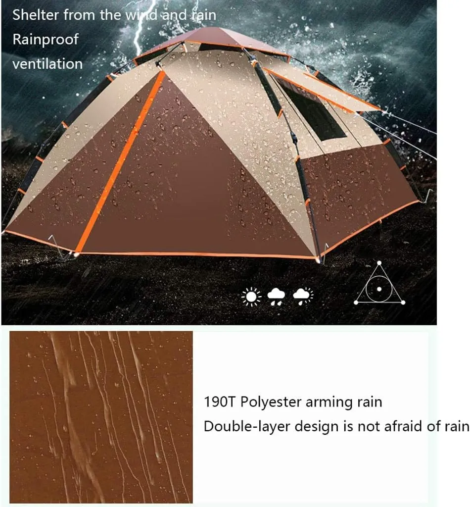 SHQ Tent 3-4 Person Quick Automatic Opening Camping Tent Family Waterproof Anti-UV Ventilation Tent Awnings Garden Pergola Yurt (Color : Emerald Green)
