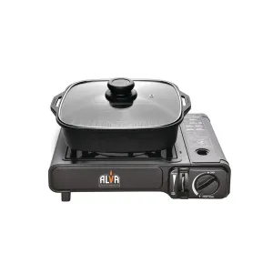 Single Burner Butane Canister Stove   Cooking Pot & Lid